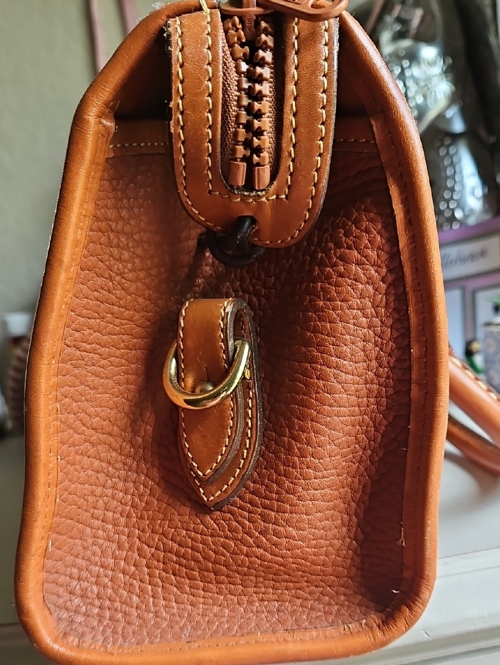 Dooney & Bourke Pebbled Leather Satchel in Cognac - Picture 3 of 10